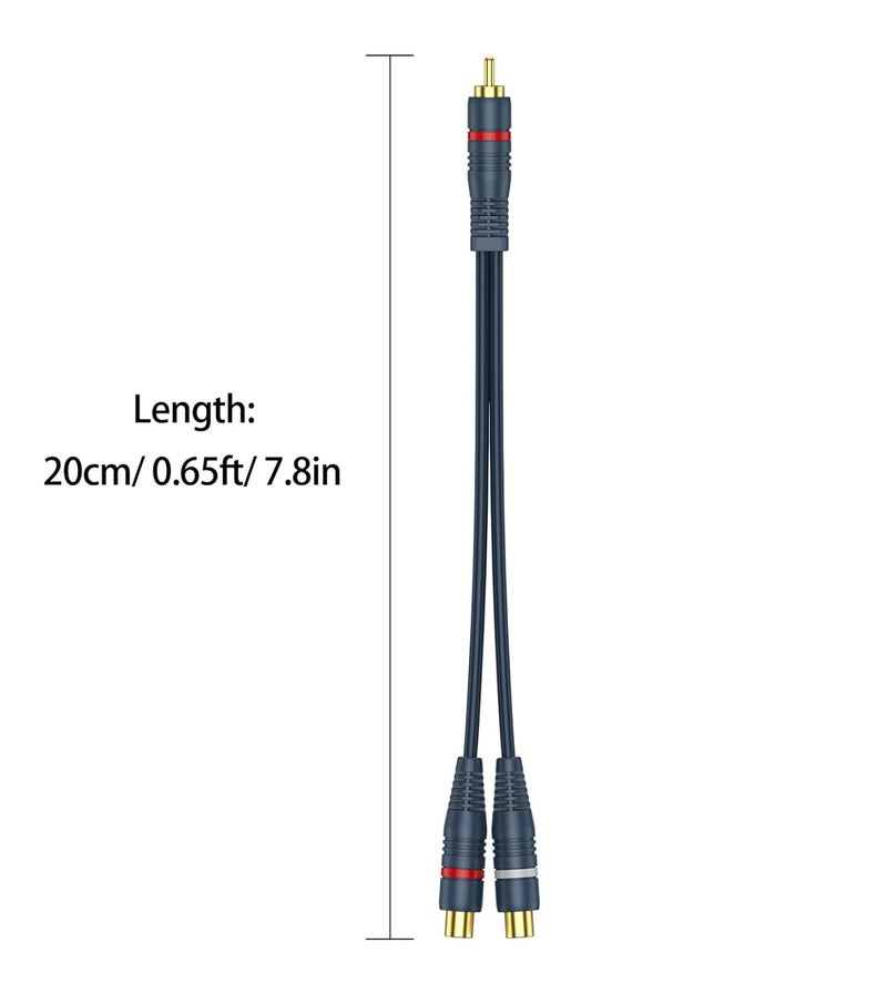 DteeDck RCA Splitter 1 Male 2 Female 5 Pack, RCA Y Splitter RCA Cable Audio Video Splitter Adapter Extension Cord 0.2M/0.65ft for Subwoofer Speaker - Image 4